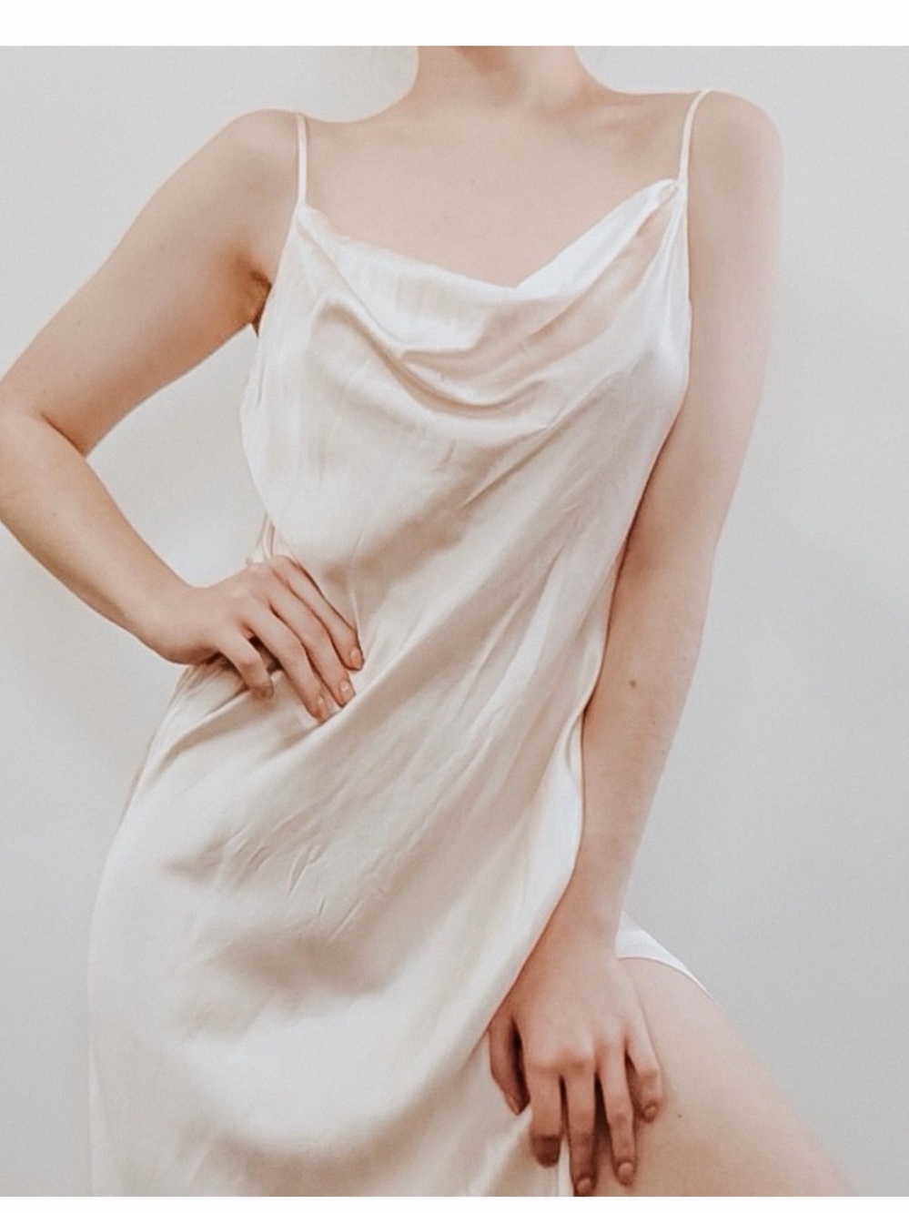 Victoria’s Secret Vintage 100% Silk Maxi Cream Slip with side slit, M